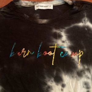 Burn boot camp cropped tshirt with rainbow letters